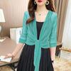 Women's Summer Thin Lace Shawl Half Sleeve Sun Protection Clothing Casual Loose Bright Silk Breathable Cardigan