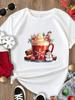 (Asian Size) Tee Merry Christmas New Year Holiday Top Festival Casual Women Letter Sweet 90s Print Lady Short Sleeve Fashion Graphic T-shirts