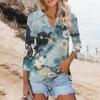 Women's Summer Fashion Casual Print V-Neck Three Quarter Sleeve Shirt Top