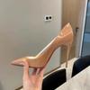 Red Soles High Heels Women's Thin Heels Sexy Black Bed Pointed High Heels Patent Leather Size French Single Shoes Women