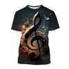 Music Note Graphics T Shirt Fashion Casual Short Sleeve O Neck 3D Printed Summer T-shirt Street Hip Hop Oversized Mens Clothing