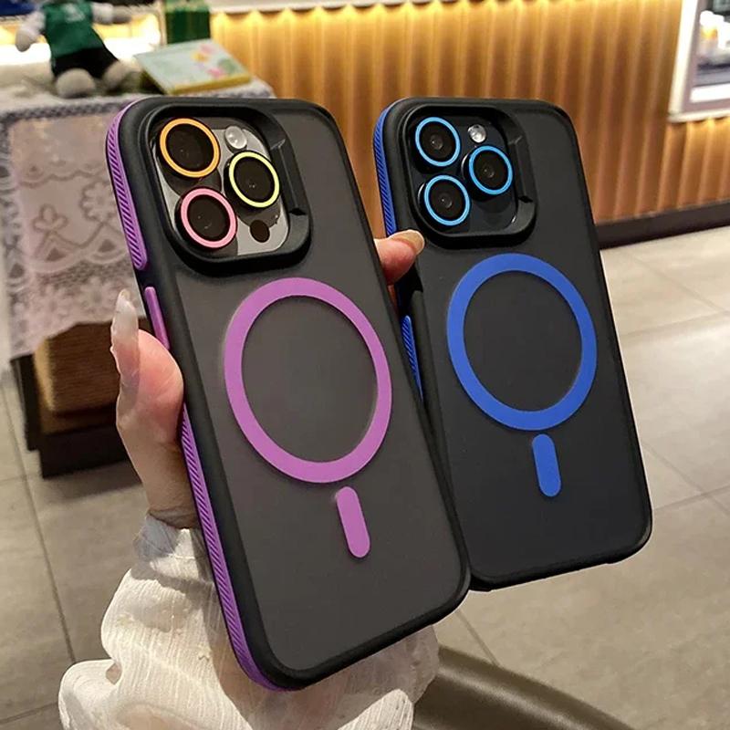 Luxury Matte Translucent Armor Case For iPhone 16 15 14 13 12 11 Pro Max Plus Magsafe Magnetic Wireless Charging Shockproof Cover