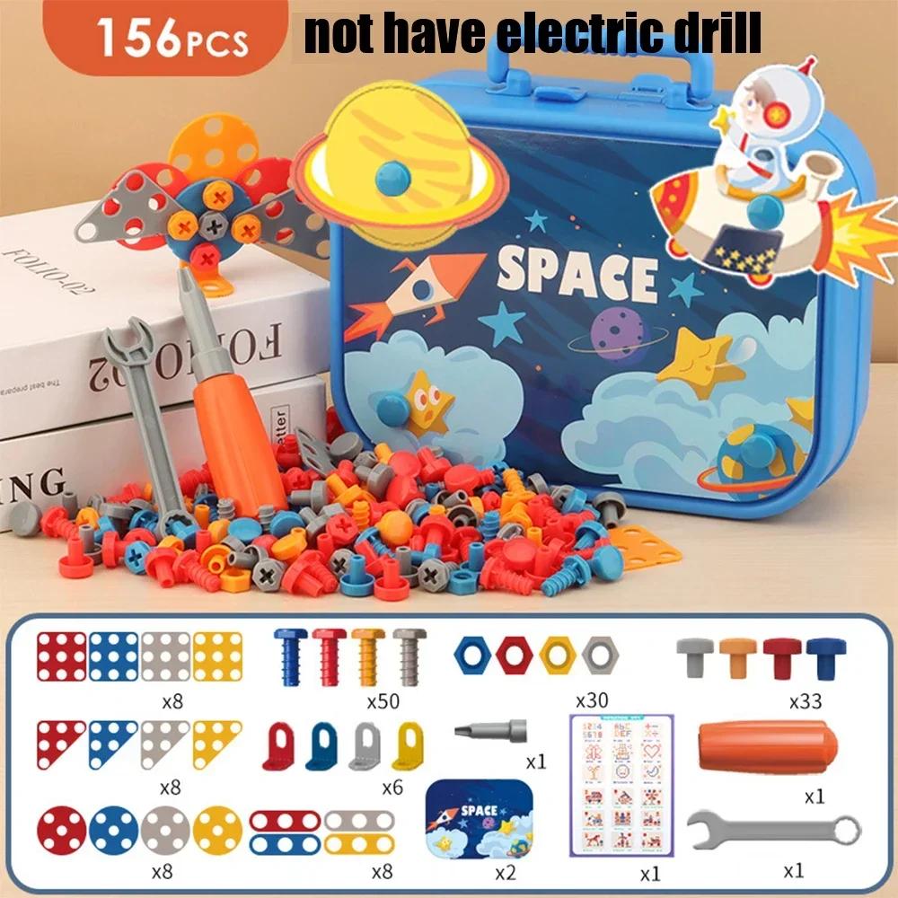 3D Puzzle Toys Pretend Play Repair Tool Box Drilling Assembly Educational Toys Children Toys Tool Set Electric Drill Screw Nut