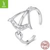 S925 Sterling Silver Cupid'S Arrow Open Ring, Personalized Romantic Heart Arrow Adjustable Ring