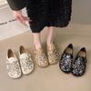 New Spring Women's Single Shoes Flower Diamond Shining Casual, Comfortable, Fashion Small Leather Shoes Flat Heels