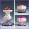 Chinese Creative Ceramic Relief Lotus Candlestick, Home Offering Butter Lamp for Buddha Lamp Base Feng Shui  Buddhism