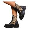 Large Size 2024 New Lace-up Thick Bottom Fashion Versatile Temperament Lace-up Color Matching Leopard Print High Fashion Boots Women