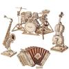 3D Wooden Puzzle Games Saxophone Drum Kit Accordion Cello Crafts Toys for Children Kids Adults Birthday Gifts