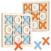 Montessori Interaction Wooden Board Kids Game XO Tic Tac Toe Chess Funny Developing Intelligent Educational Toy Puzzles 3D Maze