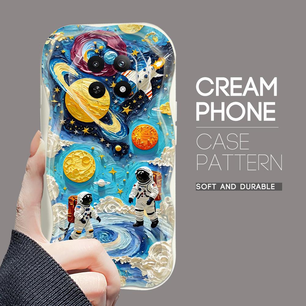Cartoon Pattern Cream Texture Casing Wavy Edge Soft Silicone Cover Phone Case for OPPO Reno Realme OnePlus Vivo