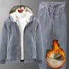 Winter Tracksuit Piece Sets Warm Thicken Fleece Joggers Pants Outfits Casual Womens Plush Hooded Sweatshirts