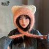 Plush Cute Cat Ear Hat Women's Winter Warm Ear Protection Pullover Hat Showing Face Small Versatile Fashion Knitted Wool Hat