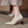 Handmade Leather Women Pumps Sexy Pointed Toe Chic Stylish Office Working Shoes Strange High Heel
