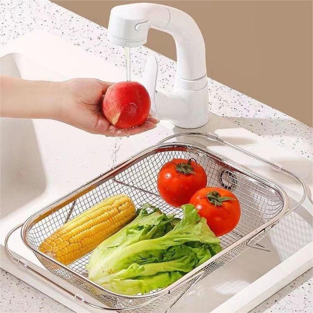 Stainless Steel Expandable Sink Colander Fine Mesh Sink Strainer Sink Drainer Basket Vegetables