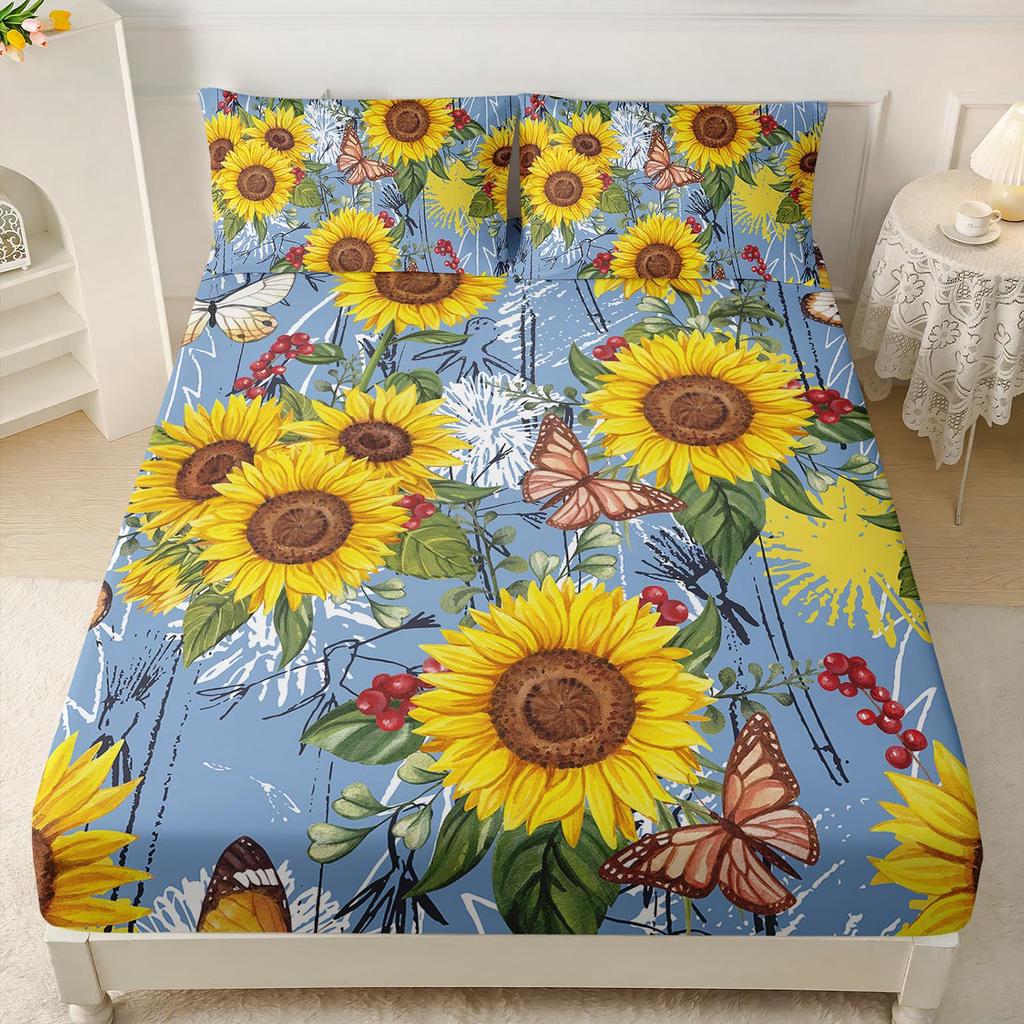 Подсолнух Исцеляющий Узор Простынь Трехпредметная Цифровая Печать Простынь Трехпредметная Простынь Детская Взрослая