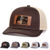 Unisex Brown Cow Leather Label Baseball Net Caps Spring and Summer Outdoor Adjustable Casual Hats Sunscreen Hat