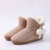 Fashion Comwarm Fur Fuzzy Snow Boots For Women Knit Plush Winter Slippers Non-slip Furry Flat Ankle Boots Warm Fluffy House Cotton Shoes