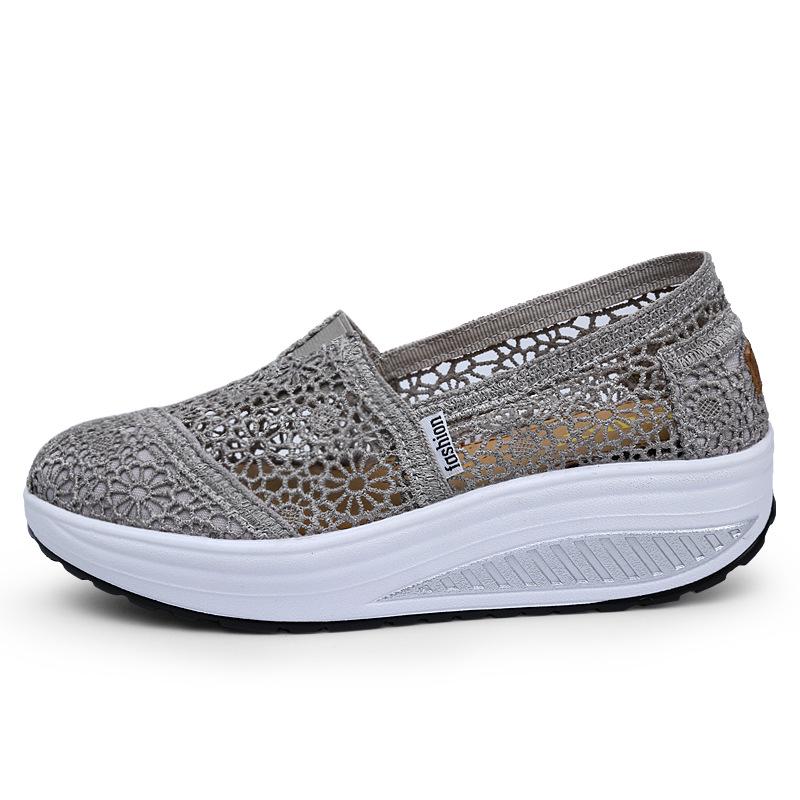 Summer Fashion Women's Thick-soled Breathable Mesh Non-slip Sports Fitness Rocker Ladies Sneakers Walking Shake Casual Shoes