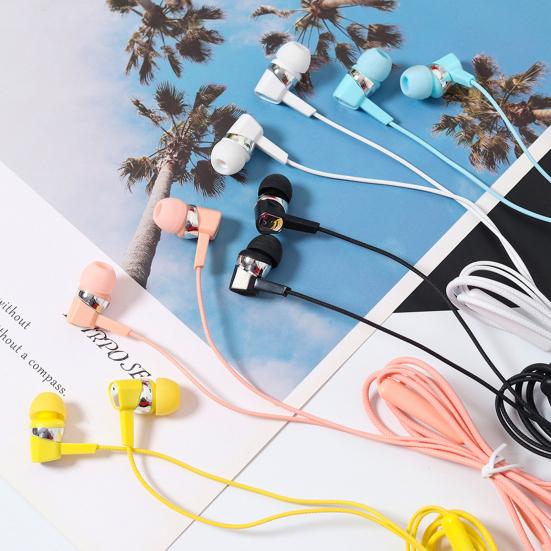 Wired Earphone High Fidelity 6D Surround Sound Effect Ergonomic 3.5mm Stereo Sports In-ear Earbud for Running