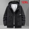 Waterproof Windbreak Cargo Jacket Men Hooded Coat Plus Size Fashion Casual Solid Color Jackets Big Size Coats Male