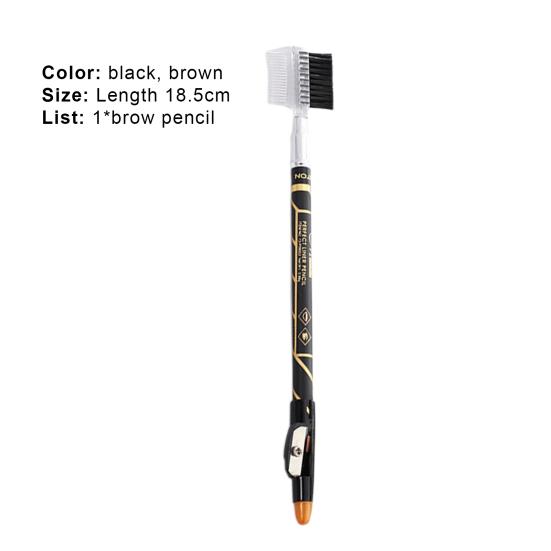 Stylish Good Color Rendering Eye Liner Pen with Sharpener and Brow Comb Brush for Women