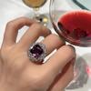 Colored Gemstone Ring For Women, Light Luxury And High-End Sense, Super Flash Luxury Inlaid With Purple Gemstones, Bright Diamonds