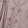 ZANZEA Women Casual V-Neck Half Sleeve Loose Embroidery Blouse