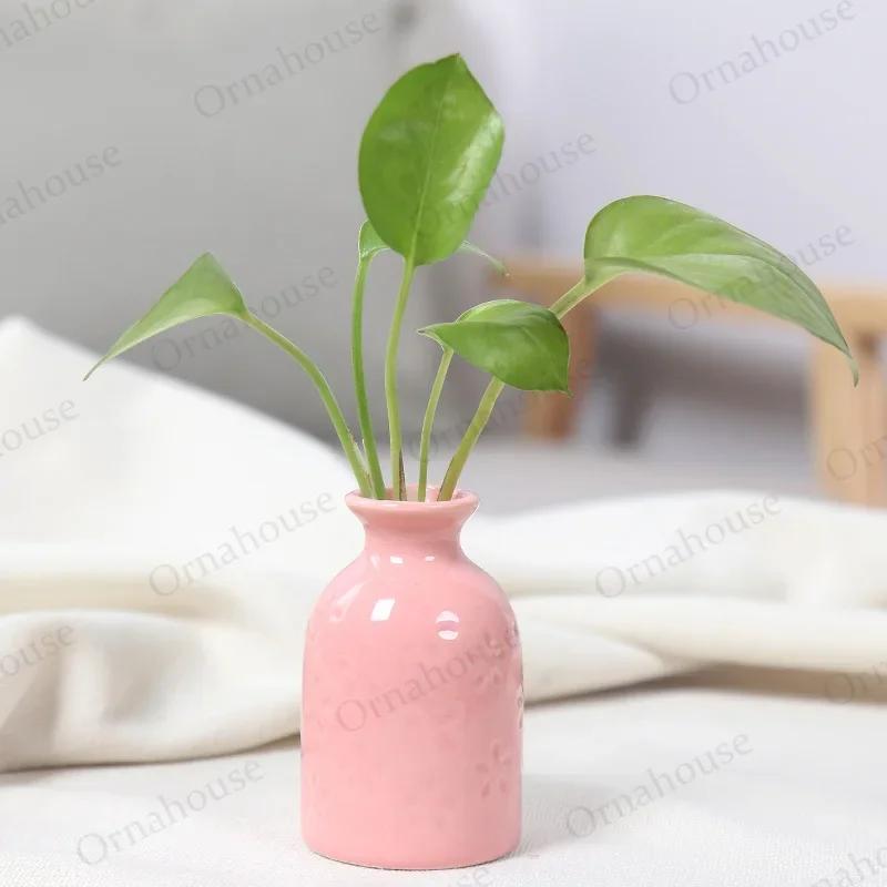 1PC Nordic Style Mini Modern Flower Vase Home Decoration Living Room Ceramic Home Decoration Floreros Vintage Flower Pot Vases