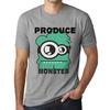 Men’s Vintage Tee Shirt Graphic T Shirt Produce Monster Grey Marl