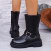 2024 Hot-selling Versatile Warm and Comfortable Women's Boots New Fashion Thick-soled Women's British Style Western Mid-calf