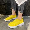 2024 Fashion Round Toe Comfortable Solid Color Shallow Mouth Slip-On Stretch Fabric Breathable Flat-soled Women's Sports Shoes