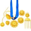 Ethiopian Jewelry Sets Necklace Earrings Ring Hairpin Forehead Chain Bracelet Eritrean African Ethnic Bridal