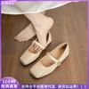 Square Head Shallow Mouth Mary Jane Shoes with Flat Sole Single Shoes Women's Soft Sole