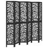 VidaXL Room Divider 6 Panels Black Solid Paulownia Wood, Privacy Screen, Room Partition Panel, 358764