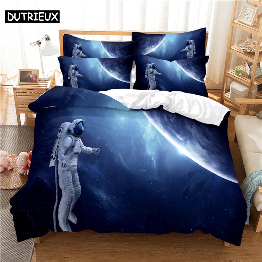 3D Digital Printing Fashion Design Astronaut Bedding Set, Queen Size Duvet Cover Sets
