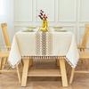 Embroidery Anglicanum Tassel Tablecloth Cotton Linen Dust Proof Table Cover For Kitchen Dining Room Home Party Tabletop Decor