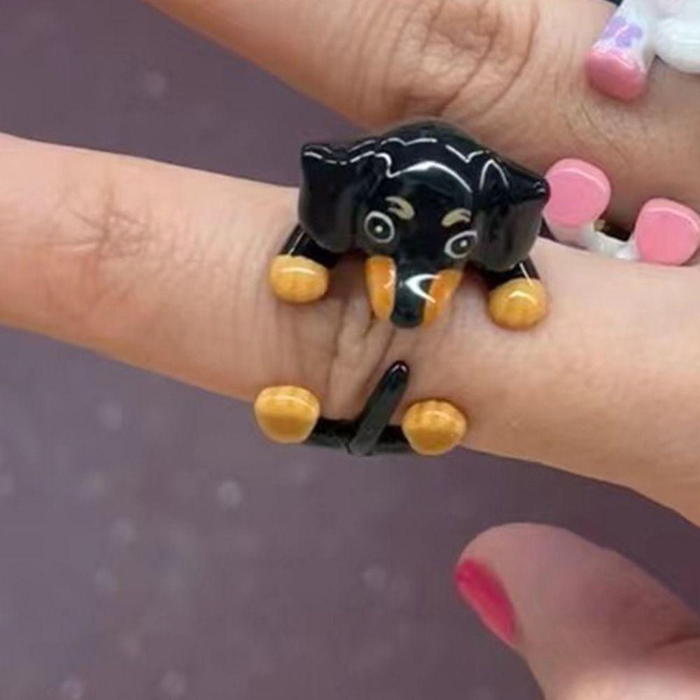 Jewelry Accessories Cartoon Dachshund Ring Zinc Zinc Alloy Funny Finger Buckle Creative Elephant Ring Women