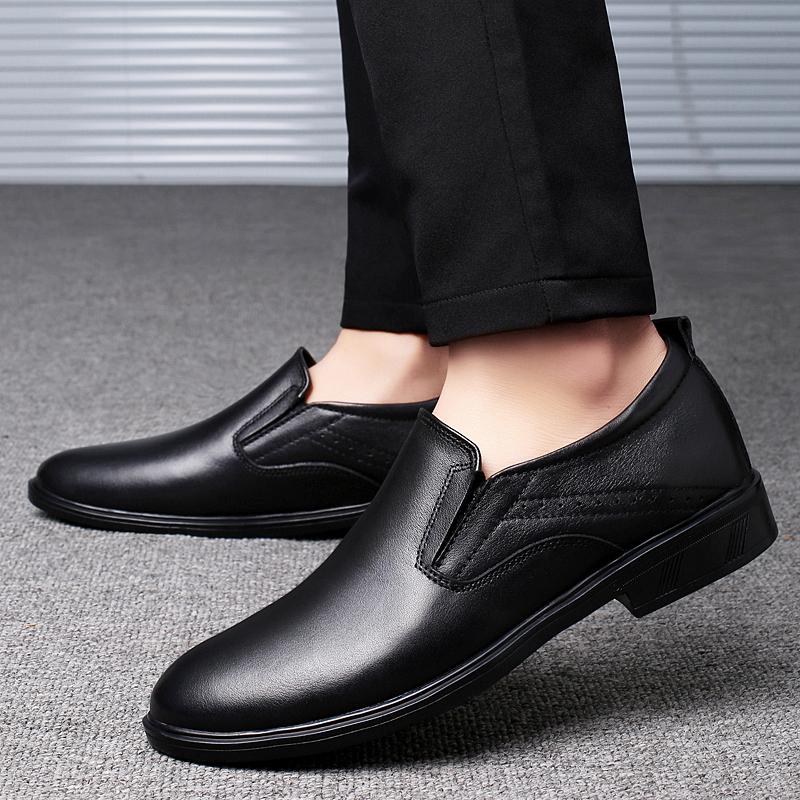 Business Formal Slip-On Leather Shoes Men's Casual Black Wedding Shoes Dress Fashion Oxford Shoes Pointed Office Shoes