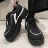 2025 New Men's Wide Toe Lace Up Shoes Vintage Retro Chunky Sole Ankle Boots Casual Comfortable Non-Slip Black Sneakers
