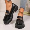 Fashion Loafers Female Shoes Women Fashion Mary Janes Round Toe Flats Oxfords Platform Casual Metal Chain Buckle Ladies Heels