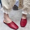 Fashion GKTINOO 2025 Summer New Genuine Leather Soft Sole Flat Slippers Retro Solid Color Versatile Women's Shoes Outside Slides