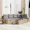 vidaXL 7-Piece Garden Sofa Set with Beige Cushions Poly Rattan 3359189