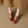 Fashion 2025 Women's Shoes New Summer Retro Square Toe Genuine Leather Sheepskin Baotou High Heel Large Muller Half Slippers Heels Women