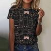 Summer Round Neck Cartoon Cat Pattern 3D Print Top Fashionable Casual Short Sleeved Women's T-shirts