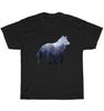 Одинокий Волк Вой Силуэт Горного Леса Искусство Любитель Волков Футболка Унисекс