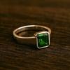 Green Signet Emerald Ring, 925 Sterling Silver, Square Cut Gemstone, Men's Bold Jewelry