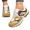 Fashion Gray Yellow Mix Color Non Slip Hiking Shoes Women  Autumn Breathable Lace Up Sneakers Comfort Soft Sole Sports Shoes
