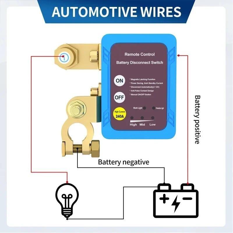 12V Automobile Battery Remote Control Power Cut Off Switch Car Main Power Switch Anti Leakage Protection Device