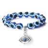 10mm Lucky Blue Evil Eye Bracelet Palm Butterfly Owl Elephant Pendant Charm Crystal Resin Beaded Bracelets for Women Men Jewelry