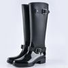 Punk Style Zipper Tall Boots Women'S Pure Color Rain Boots Outdoor Rubber Water Shoes For Female 36-41 Plus Size